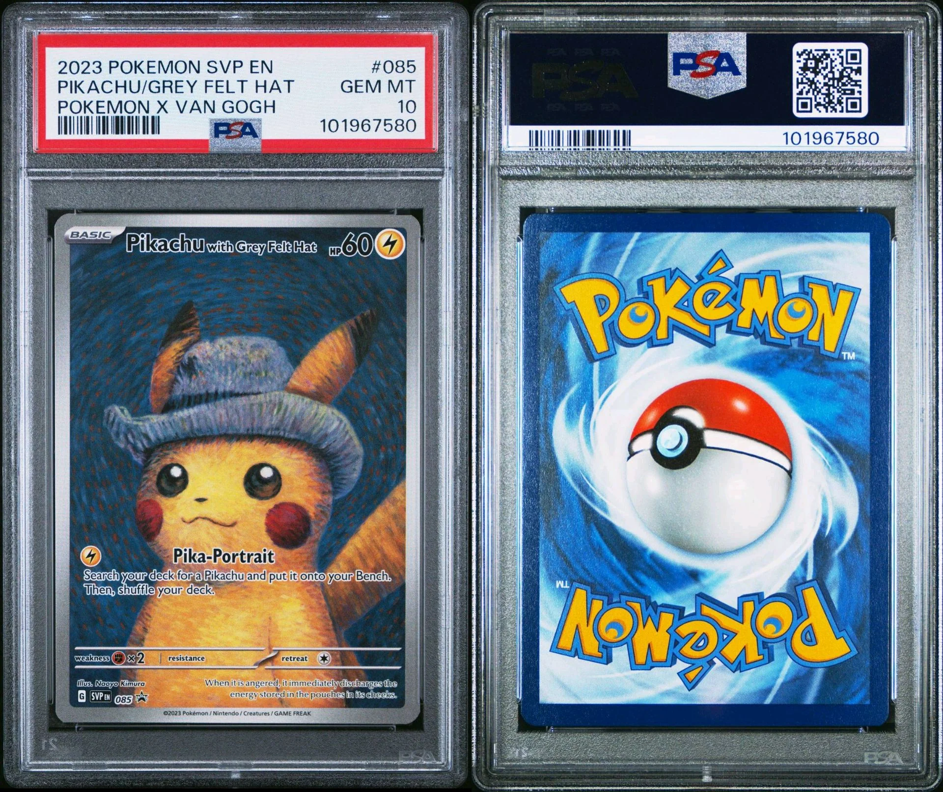 Pikachu with Grey Felt Hat 2023 PSA 10 - Image 3