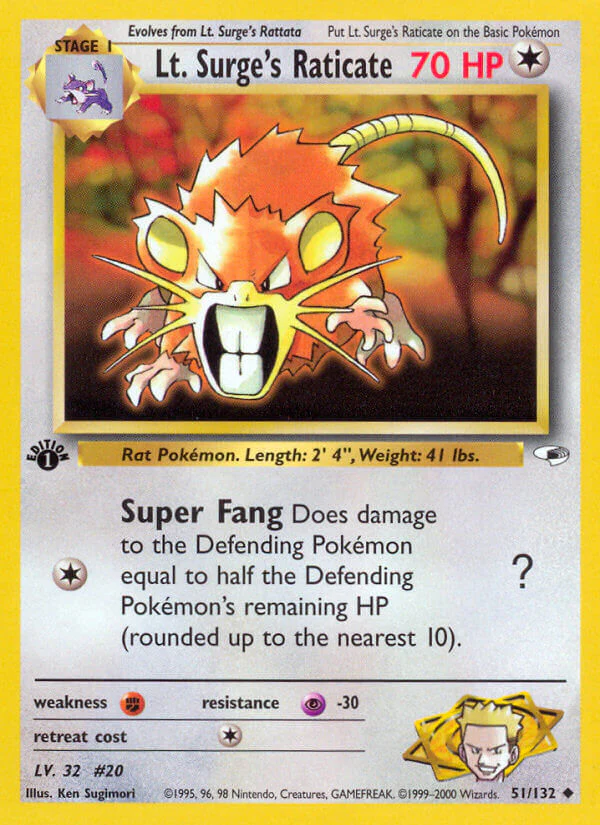 Gym Heroes 051 Lt. Surge's Raticate