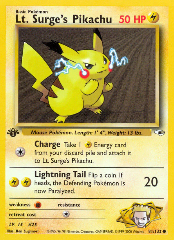 Gym Heroes 081 Lt. Surge's Pikachu