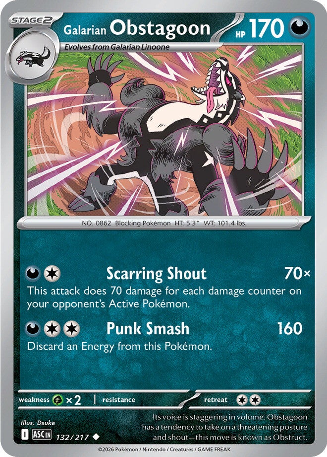 Ascended Heroes 132 Galarian Obstagoon