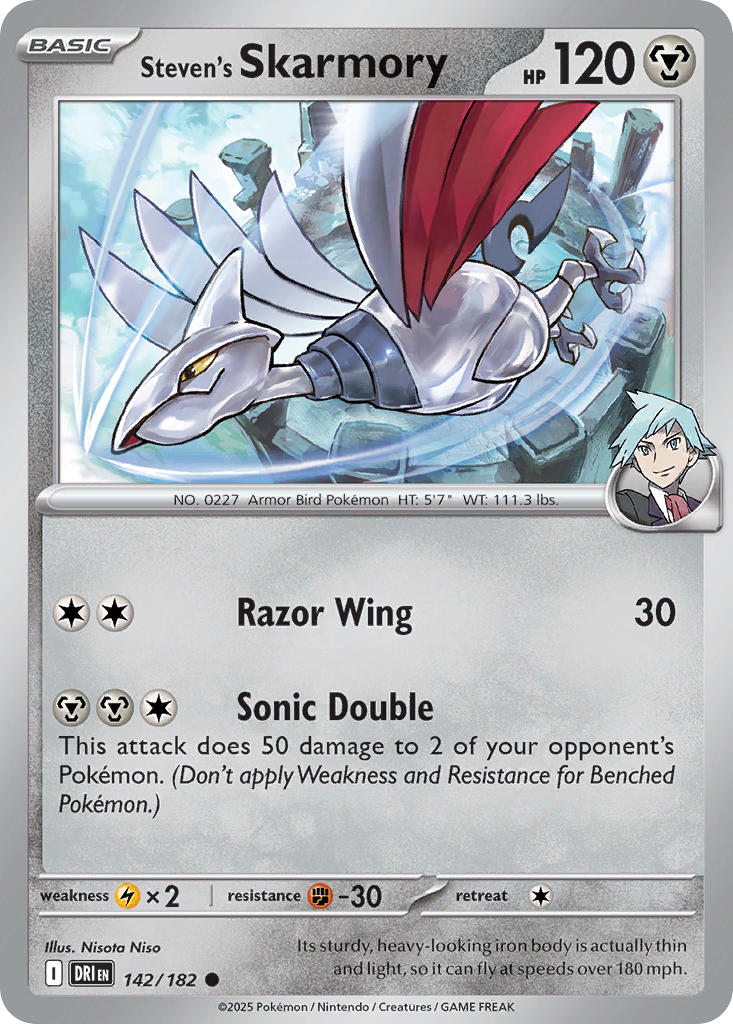 Destined Rivals 142 Steven's Skarmory - Reverse Holo