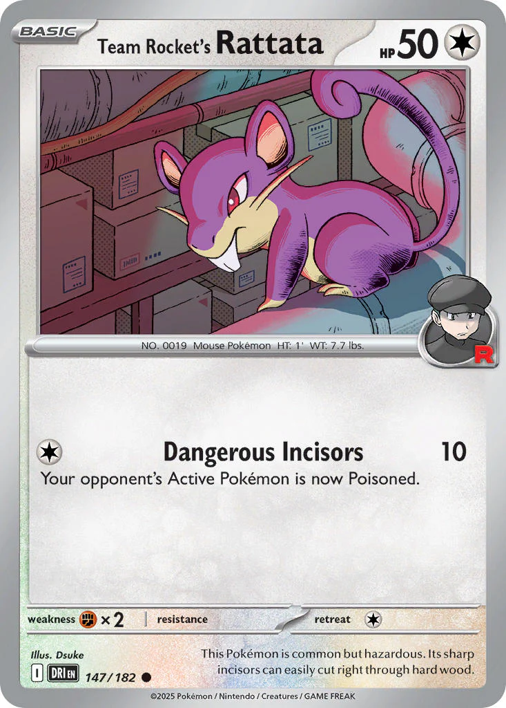 Destined Rivals 147 Team Rocket's Rattata - Reverse Holo
