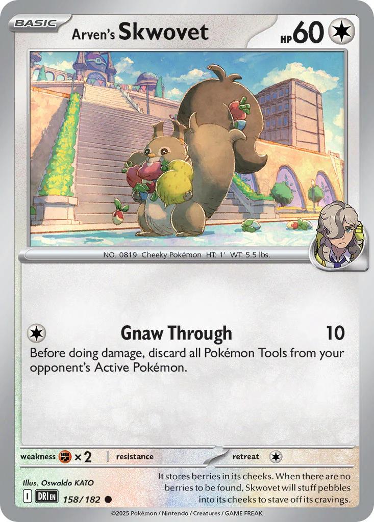Destined Rivals 158 Arven's Skwovet - Reverse Holo