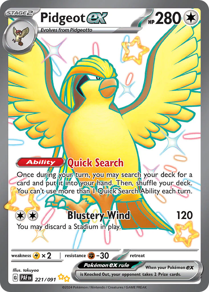 Paldean Fates 221 Pidgeot ex