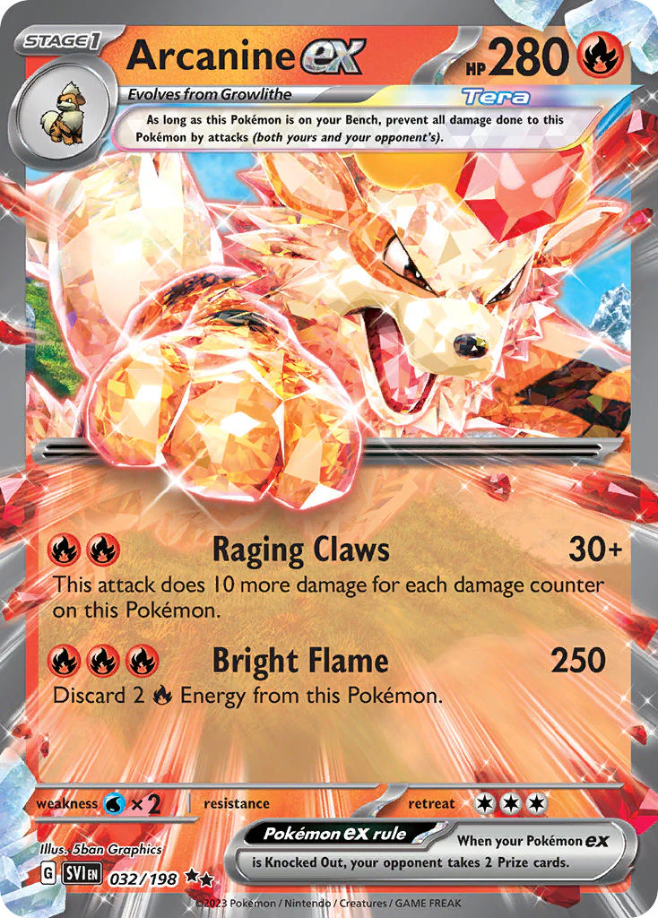 Scarlet and Violet Base 032 Arcanine ex