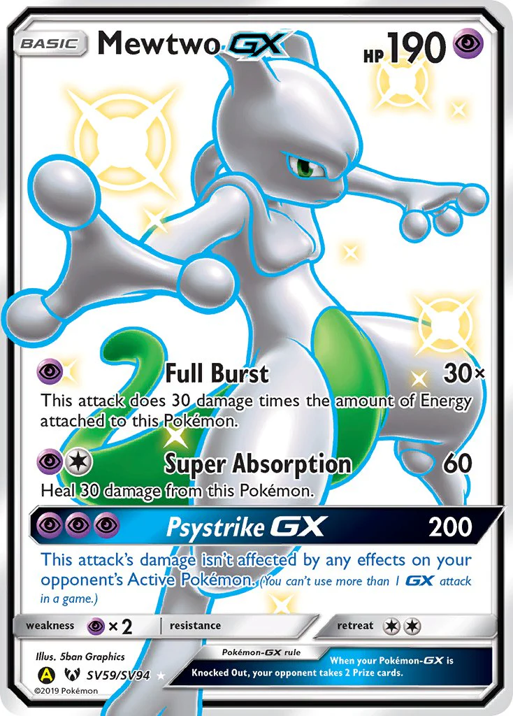 Hidden Fates SV59 Mewtwo-GX
