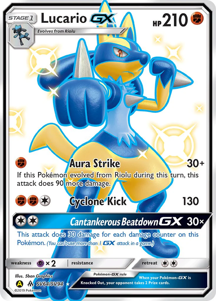 Hidden Fates SV64 Lucario-GX
