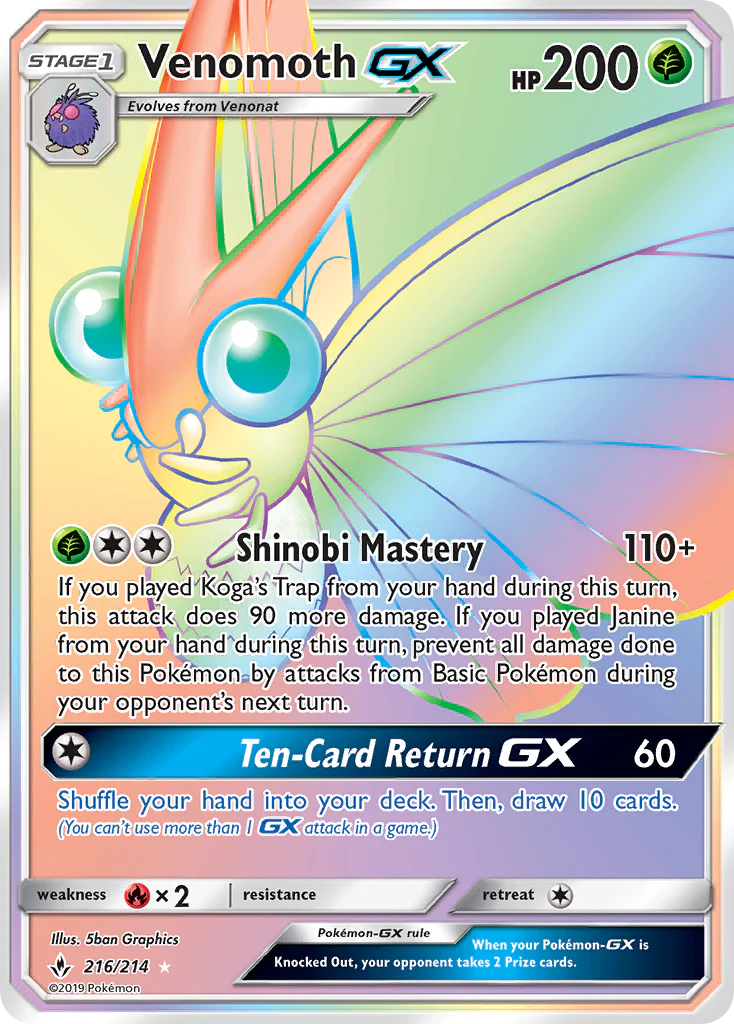 Unbroken Bonds 216 Venomoth-GX