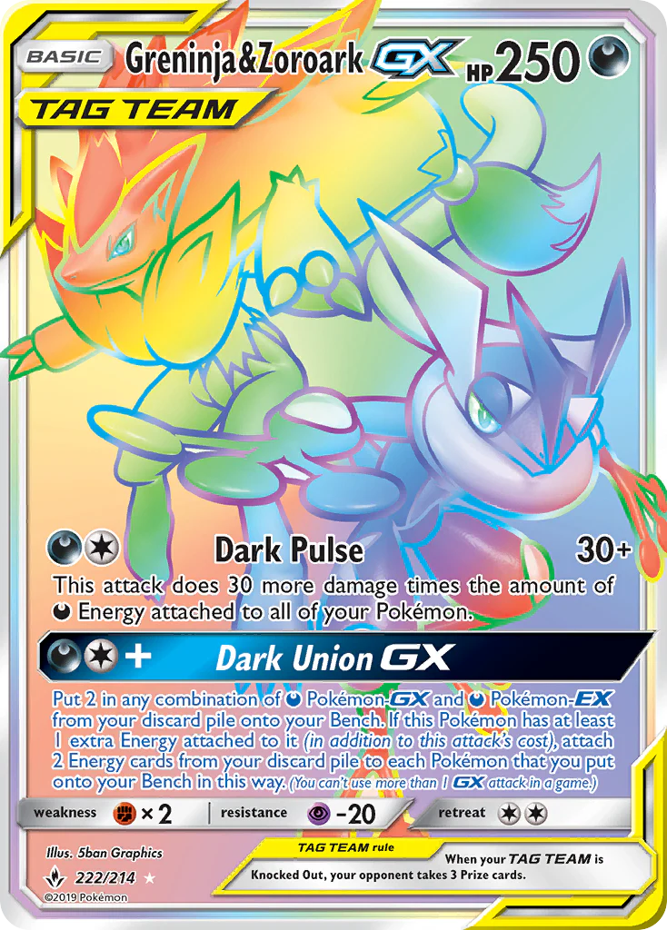 Unbroken Bonds 222 Greninja & Zoroark-GX
