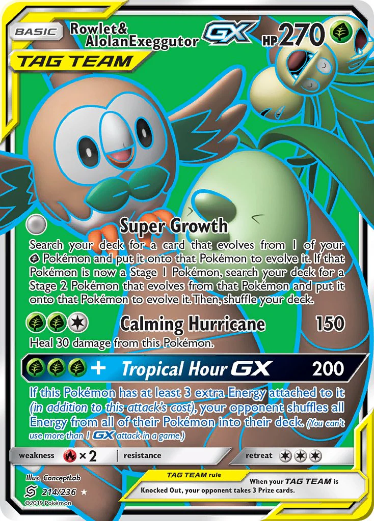 Unified Minds 214 Rowlet & Alolan Exeggutor-GX