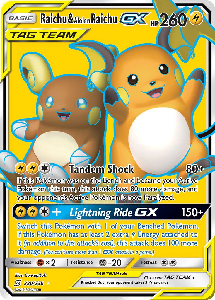 Unified Minds 220 Raichu & Alolan Raichu-GX
