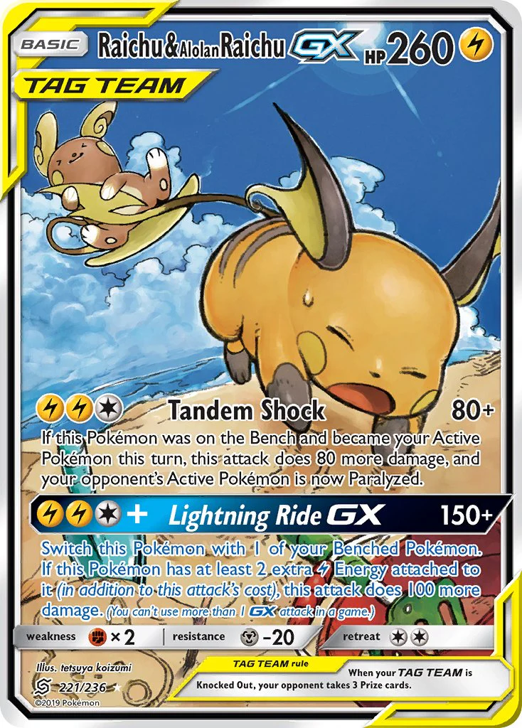 Unified Minds 221 Raichu & Alolan Raichu-GX