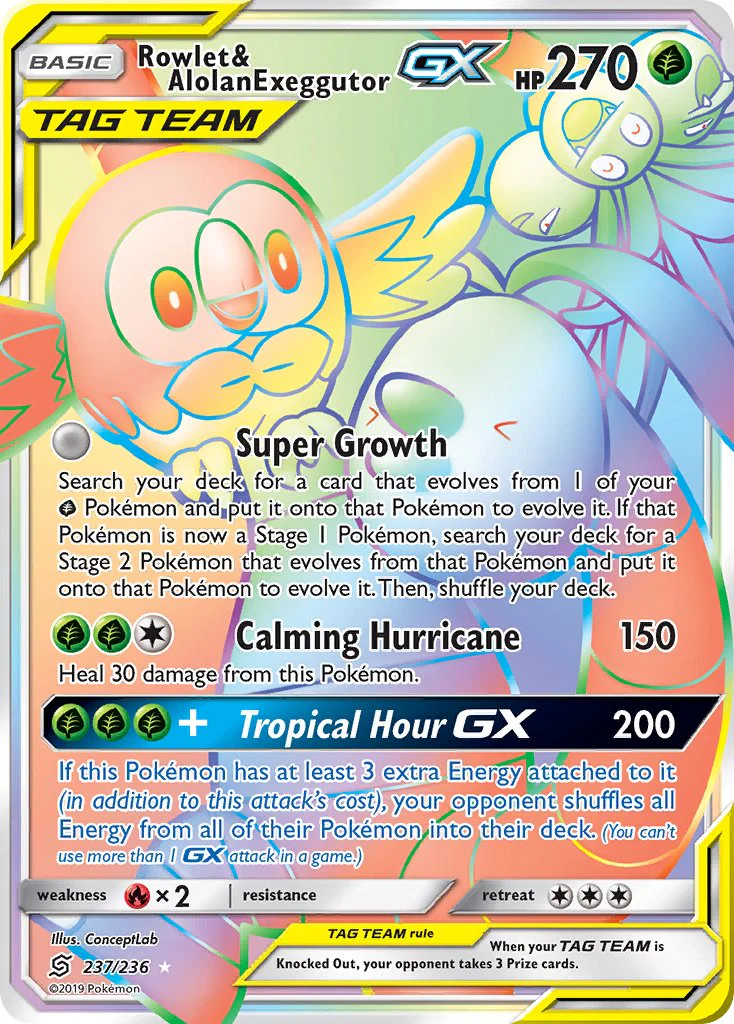 Unified Minds 237 Rowlet & Alolan Exeggutor-GX