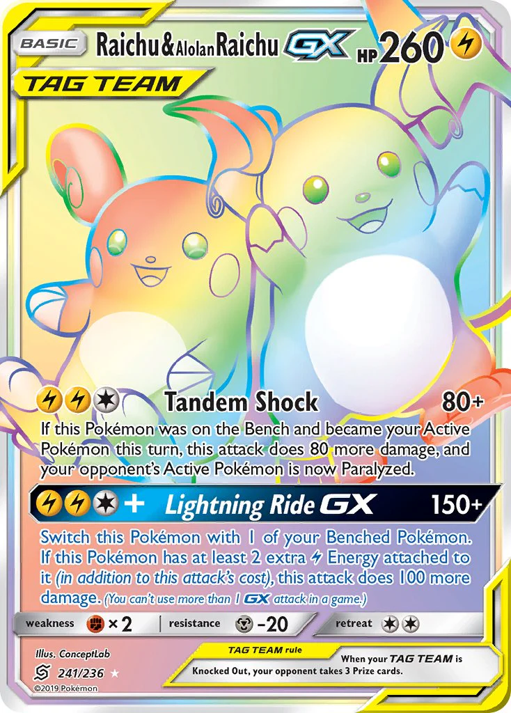 Unified Minds 241 Raichu & Alolan Raichu-GX