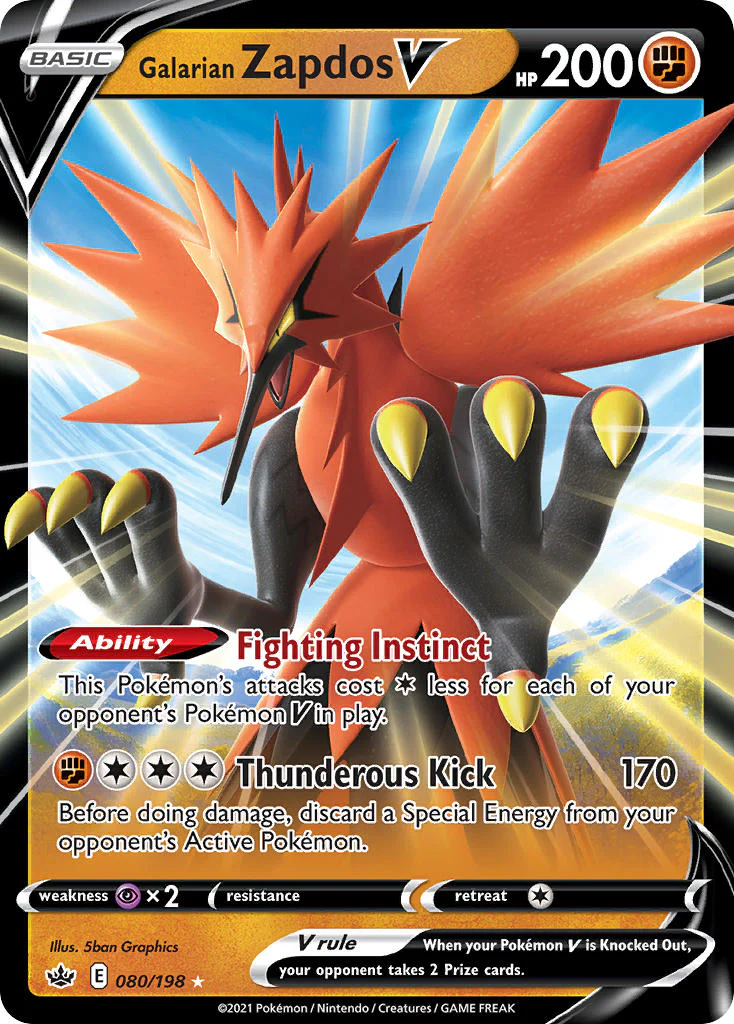 Chilling Reign 080 Galarian Zapdos V
