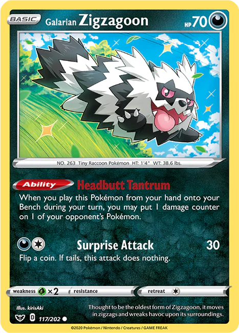 Sword and Shield Base 117 Galarian Zigzagoon