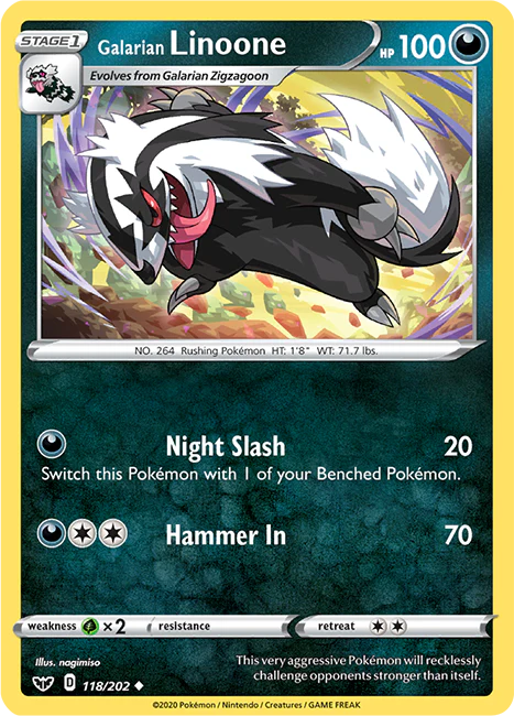 Sword and Shield Base 118 Galarian Linoone