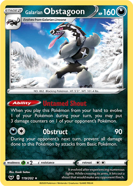 Sword and Shield Base 119 Galarian Obstagoon