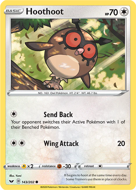 Sword and Shield Base 143 Hoothoot
