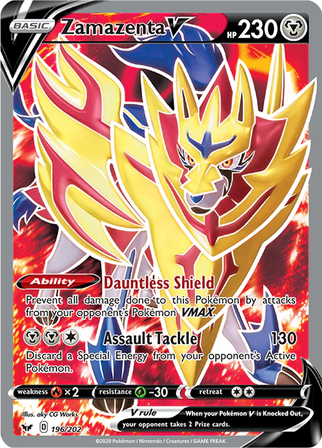 Sword and Shield Base 196 Zamazenta V
