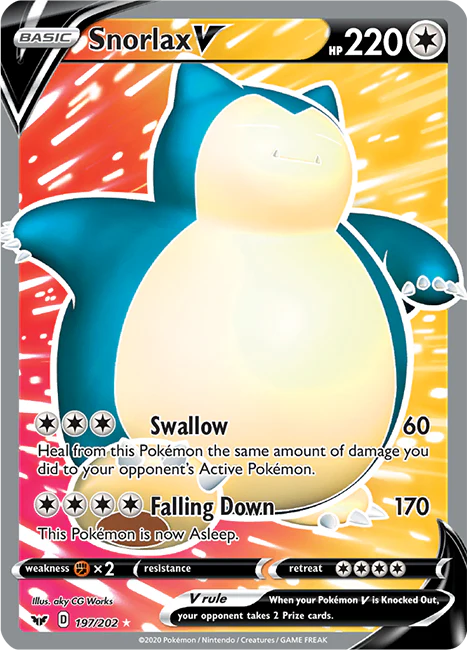 Sword and Shield Base 197 Snorlax V