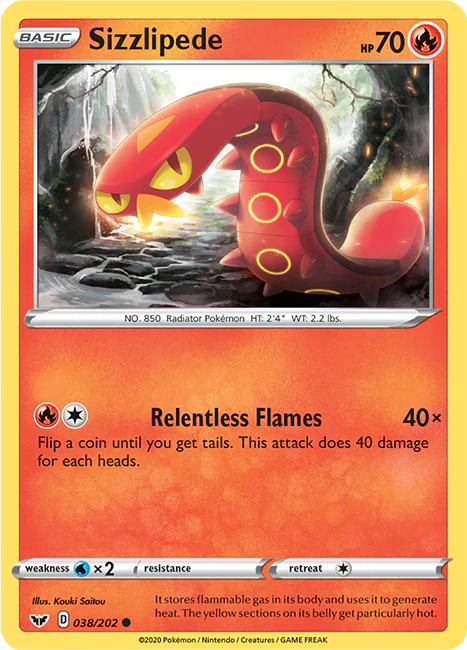 Sword and Shield Base 038 Sizzlipede