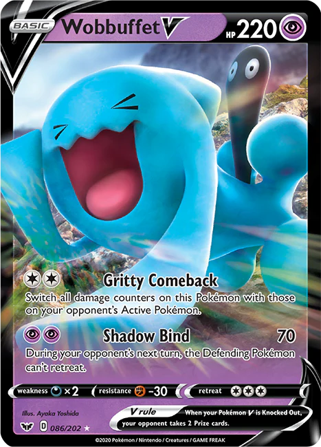 Sword and Shield Base 086 Wobbuffet V