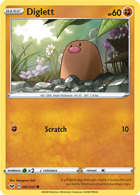 Sword and Shield Base 092 Diglett