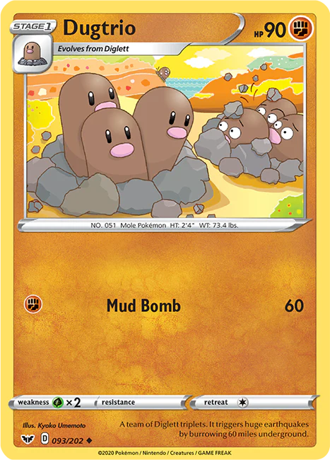 Sword and Shield Base 093 Dugtrio