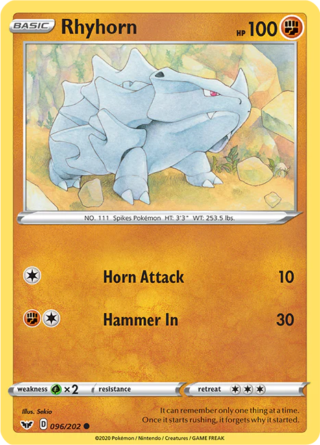 Sword and Shield Base 096 Rhyhorn