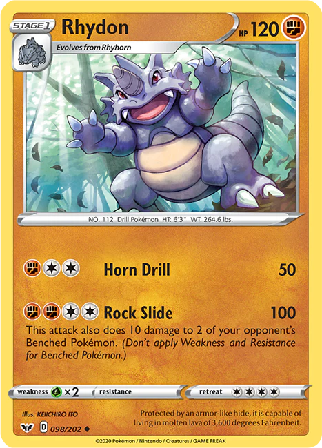 Sword and Shield Base 098 Rhydon